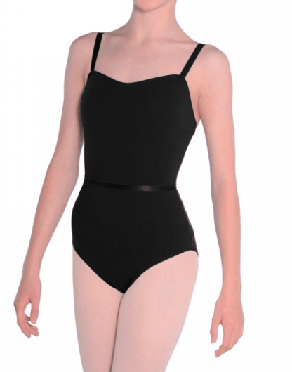 Black Cotton Exam Leotard with Belt